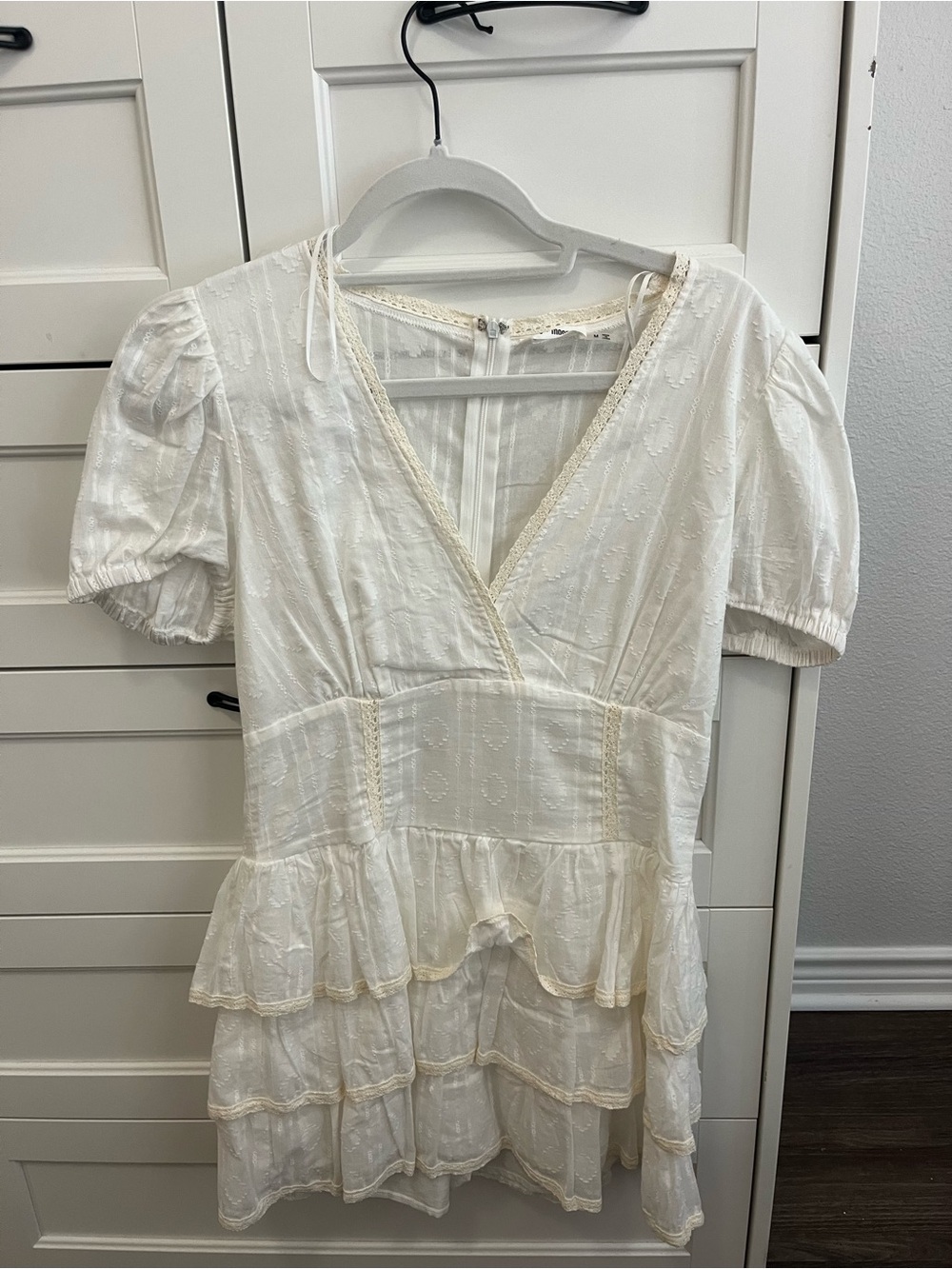 White Tiered V-Neck Mini Dress/Romper